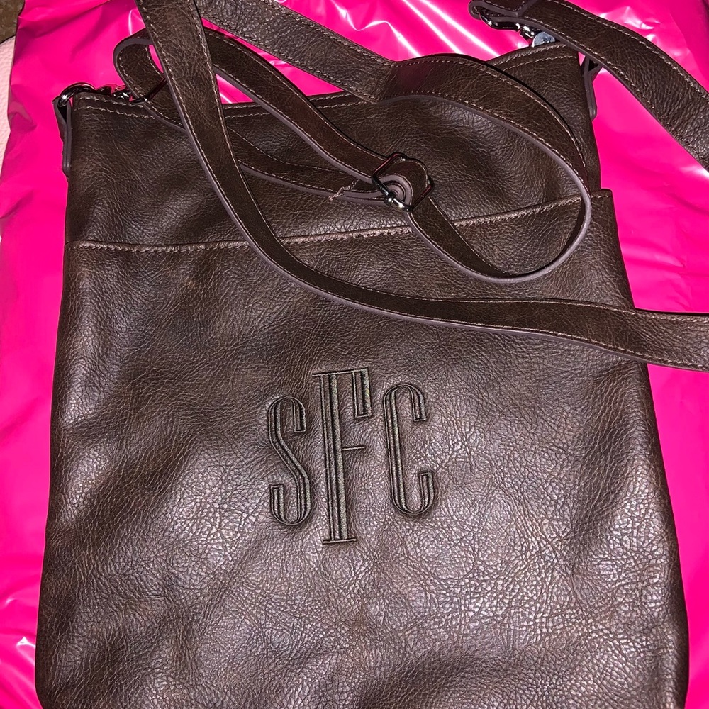 Thirty-One Bags Thirty-One Organizing Shoulder Bag Ltd. Dark brown- monogrammed